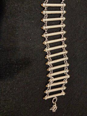 Lucky Brand Bar Lattice Silver Tone 8" Adustable Bracelet